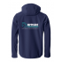 Hippische trainingsdagen softshell jack | Met naam voor en logo achter (versie 2)