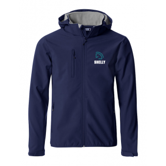 Hippische trainingsdagen softshell jack | Met naam voor en logo achter (versie 2)